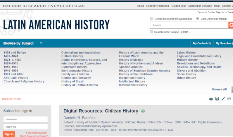 The Oxford Research Encyclopedia highlights Cantos Cautivos